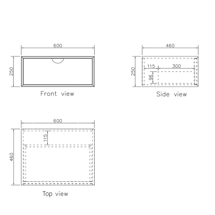 Moonlight 600mm White Wall Hung Cabinet