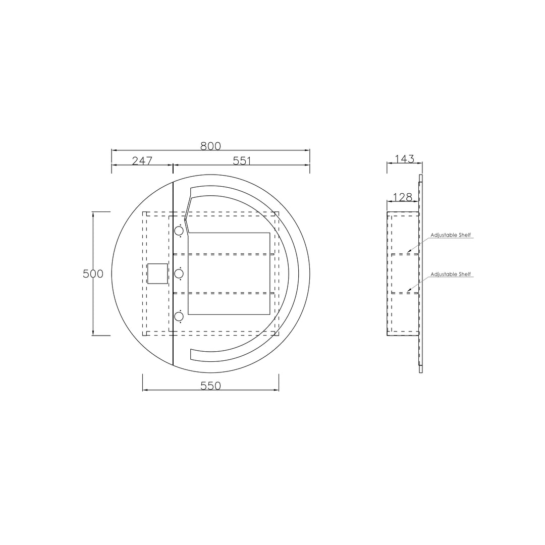 LED London 800mm White Shaving Cabinet