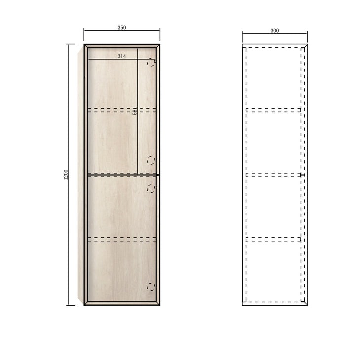 Byron Tall Boy 350x300x1200 Natural Oak