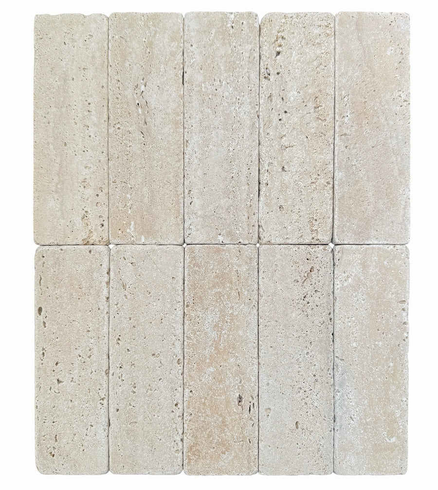 SUBWAY ROME TRAVERTINE TUMBLED 200X65X10MM - ROME SUBWAY TUMBLED 200x65