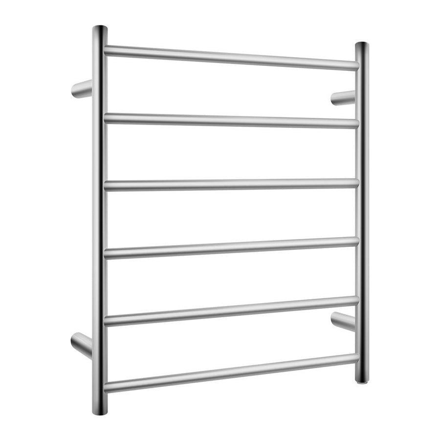 Round Brushed Nickel Electric Heated Towel Rack 6 Bars