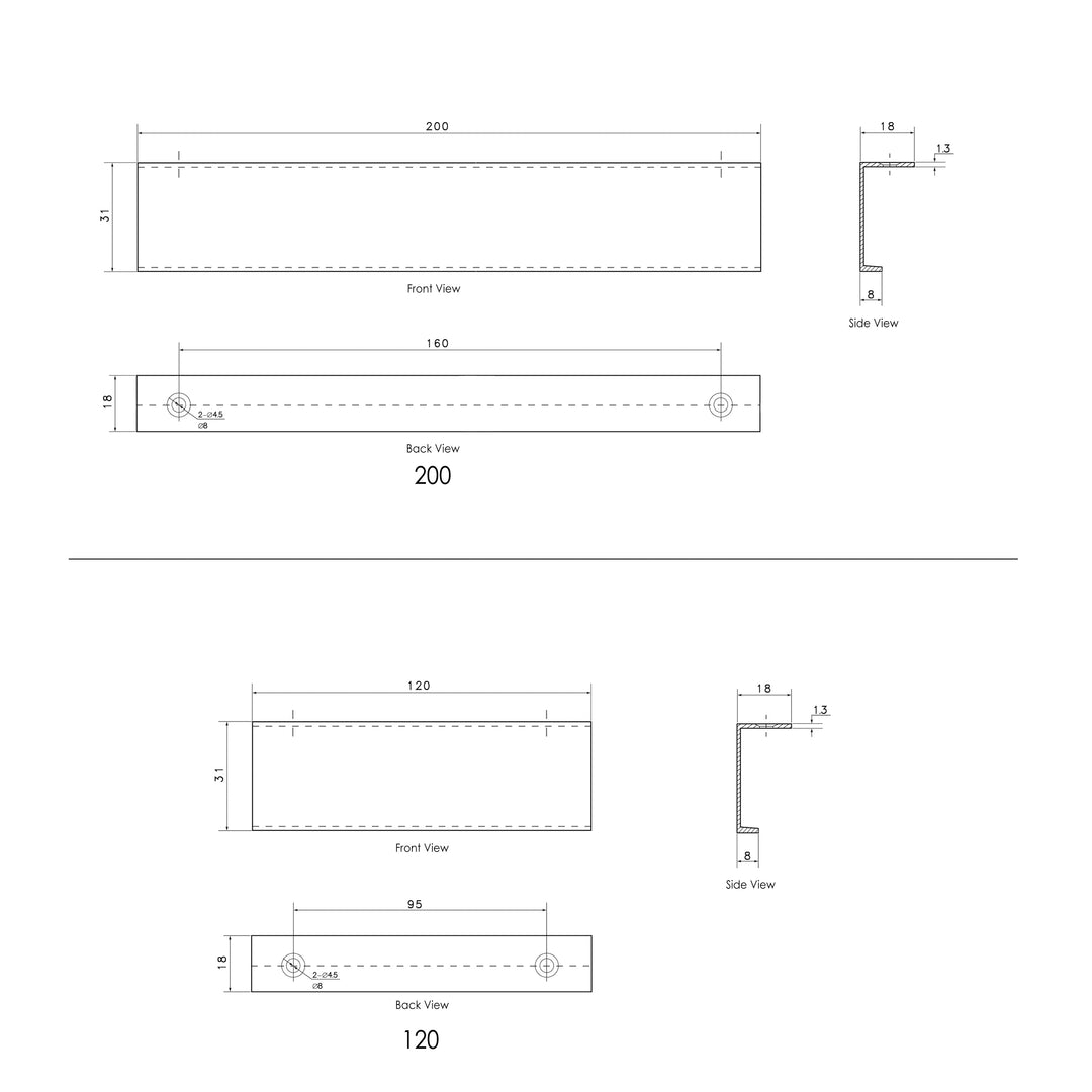 Bondi 120mm Brushed Nickel Handle For 600mm Cabinet