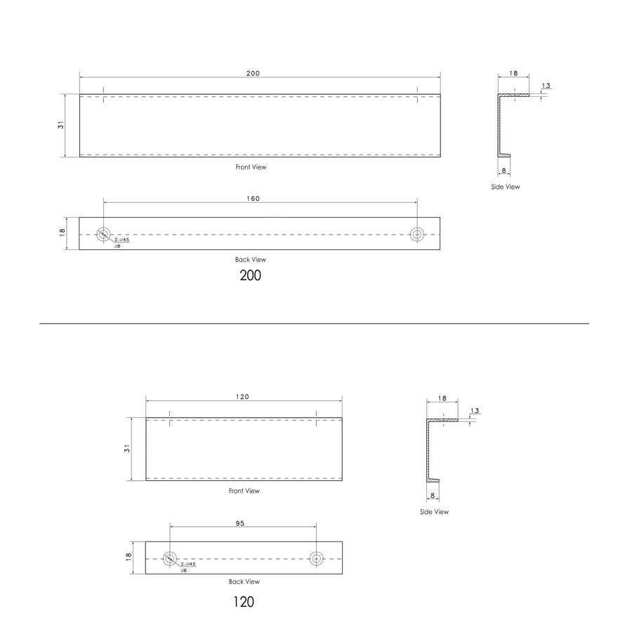 Bondi 120mm Brushed Nickel Handle For 600mm Cabinet