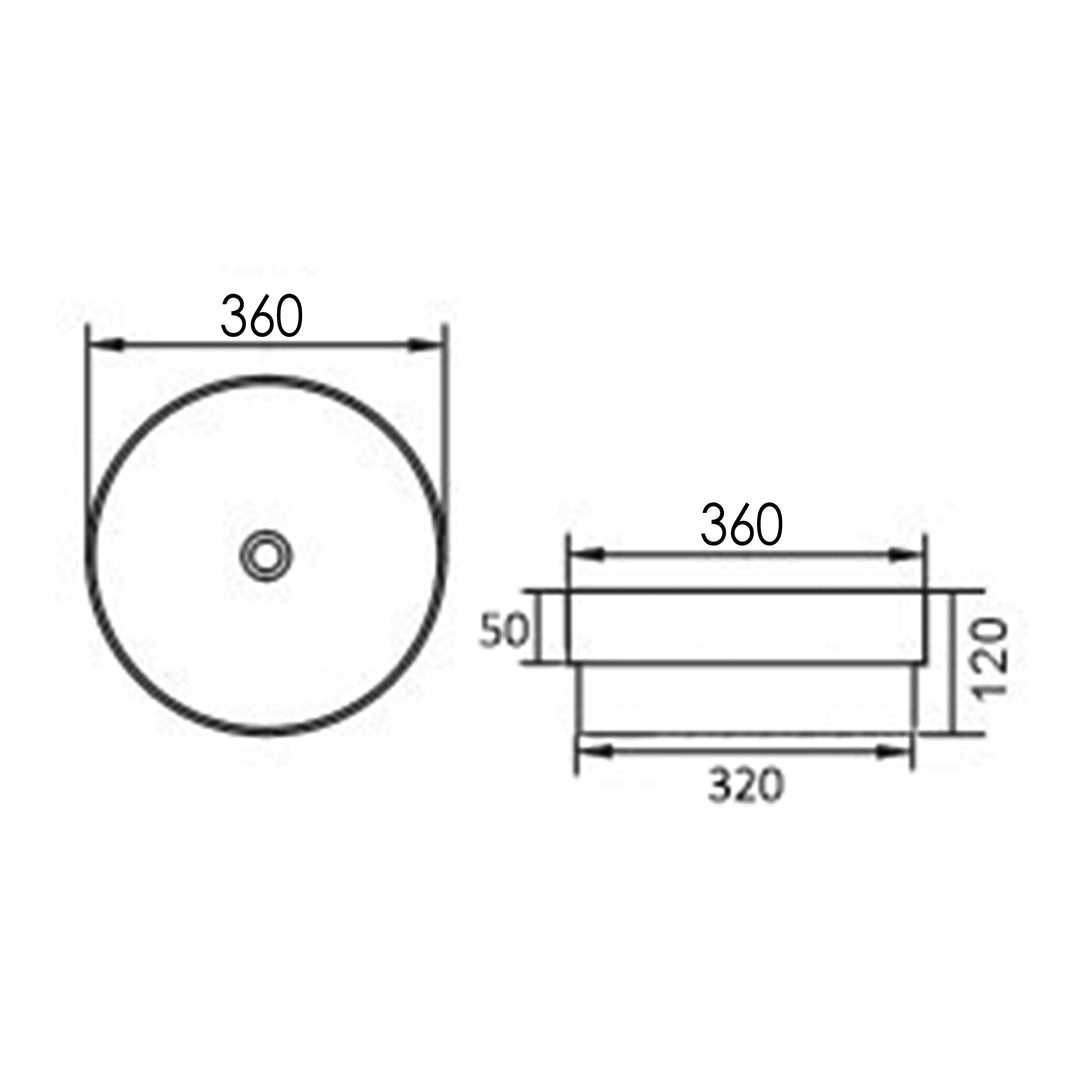 Semi Inset Round 355x355x120 Matte White Basin