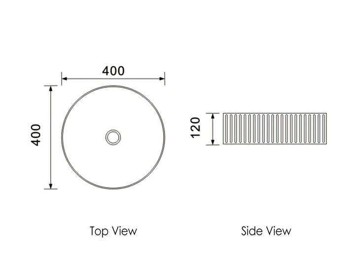 Marlo Round 400x400x125 Matte White Fluted Basin