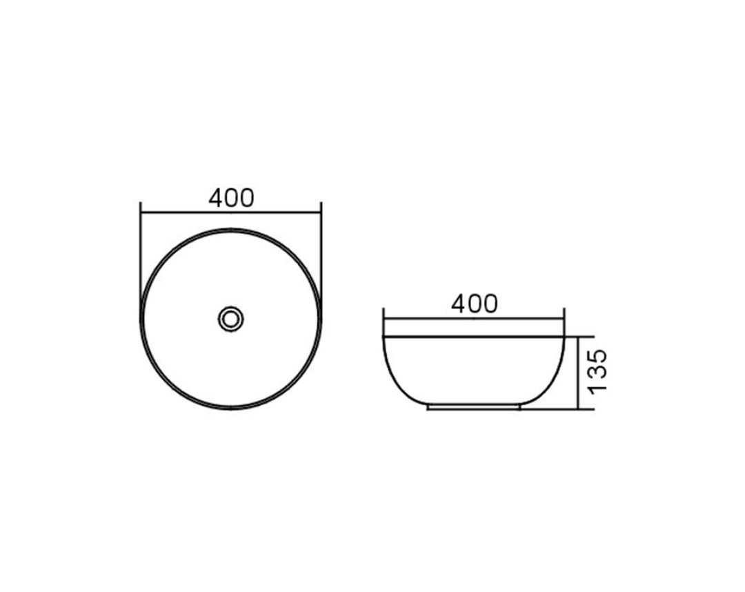 Bondi 400x400x135 Matte White Basin