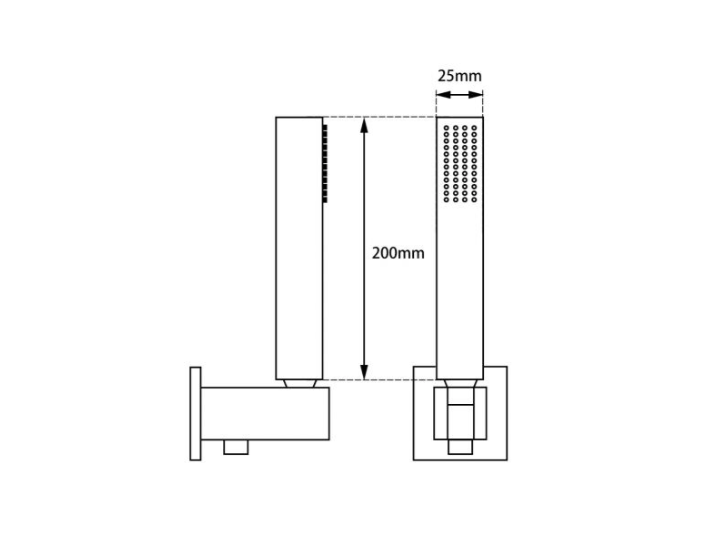 Square Brushed Brass Shower Rail with Handheld Shower (Stainless Steel Hose)