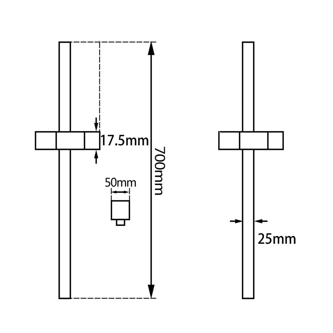 Square Black Wall Mounted Sliding Rail with Water Hose & Wall Connector Only