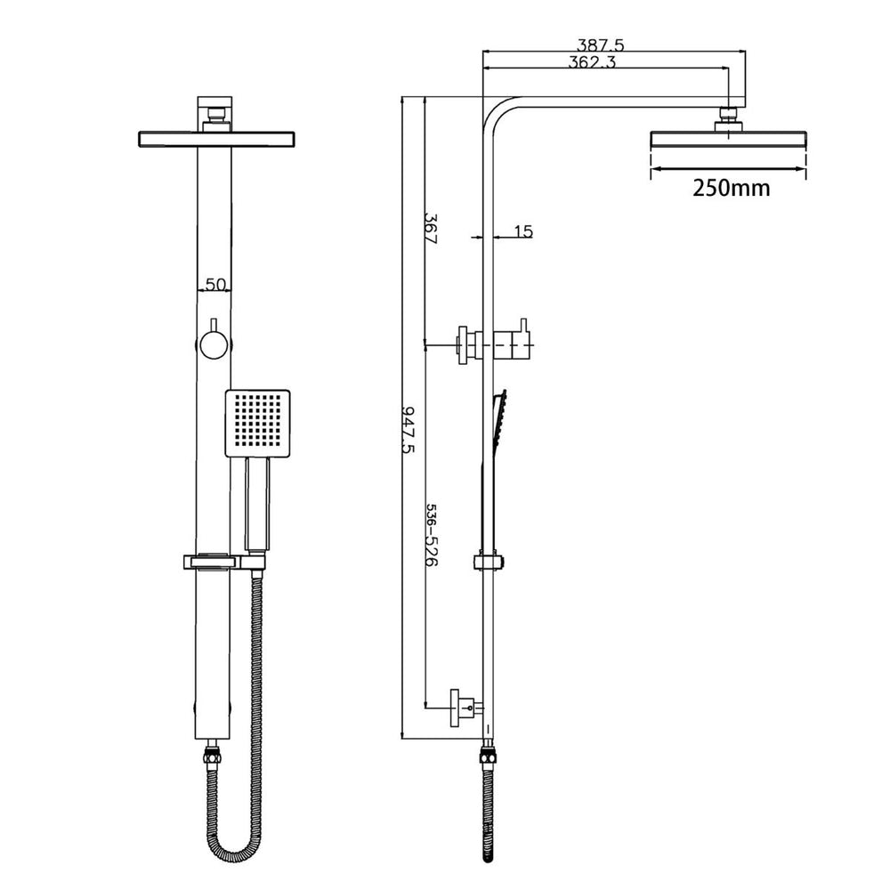 Black Wide Rail Shower Station