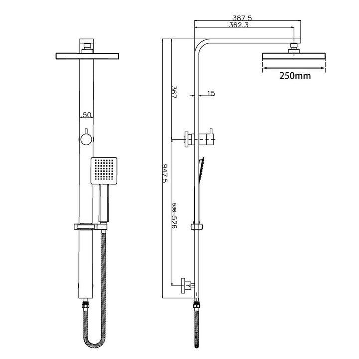 Black Wide Rail Shower Station