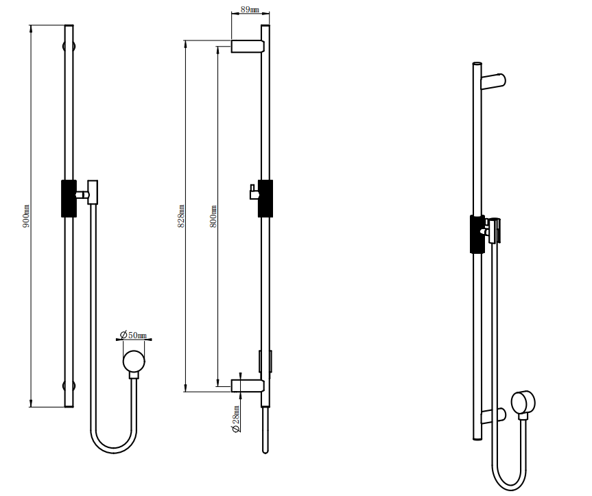 CADDENCE Series Brushed Yellow Gold Shower Rail without Handheld Shower