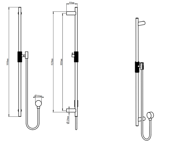 CADDENCE Series Brushed Yellow Gold Shower Rail without Handheld Shower