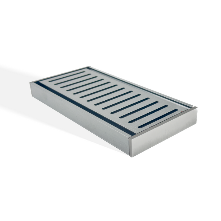 Muses Aluminium Slimline Tile Insert Floor Grate Brushed Gunmetal 300 * 100 * 21mm