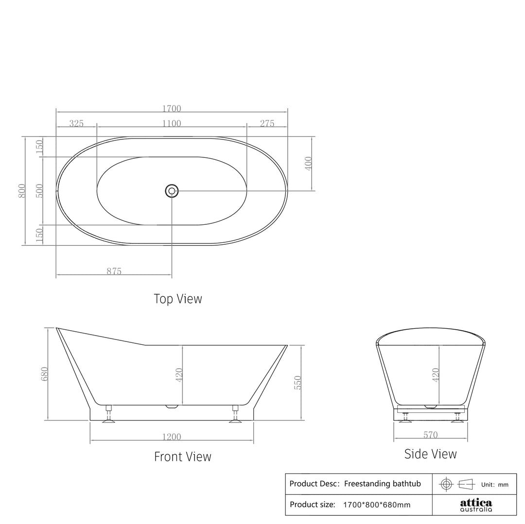 Attica London 1700 Gloss White Bath