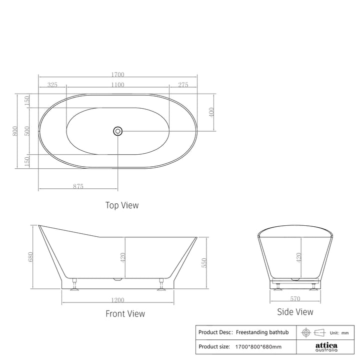 Attica London 1700 Gloss White Bath