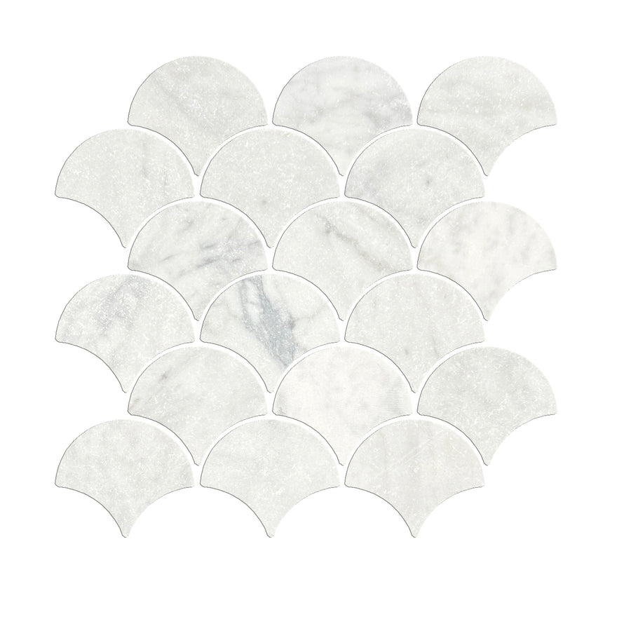 FISH SCALE CARRARA TUMBLED CHIP SIZE 69x78x7 SHEET SIZE 235x225 - FISHSCALE CARRARA TUMBLED -05