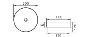 Semi Inset Round 355x355x120 Gloss White Basin