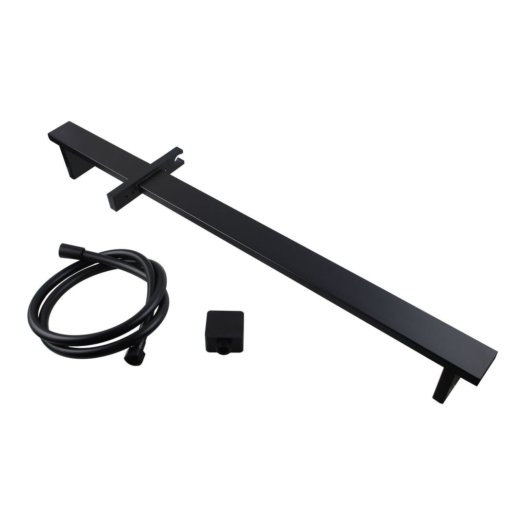 Square Black Sliding Shower Rail without Handheld Shower (PVC Hose)