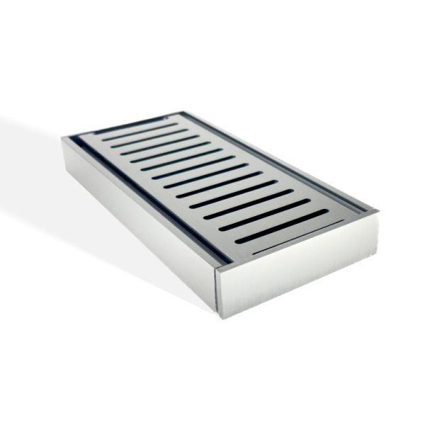 Muses Aluminium Slimline Tile Insert Floor Grate Brushed Gunmetal 300 * 100 * 26mm