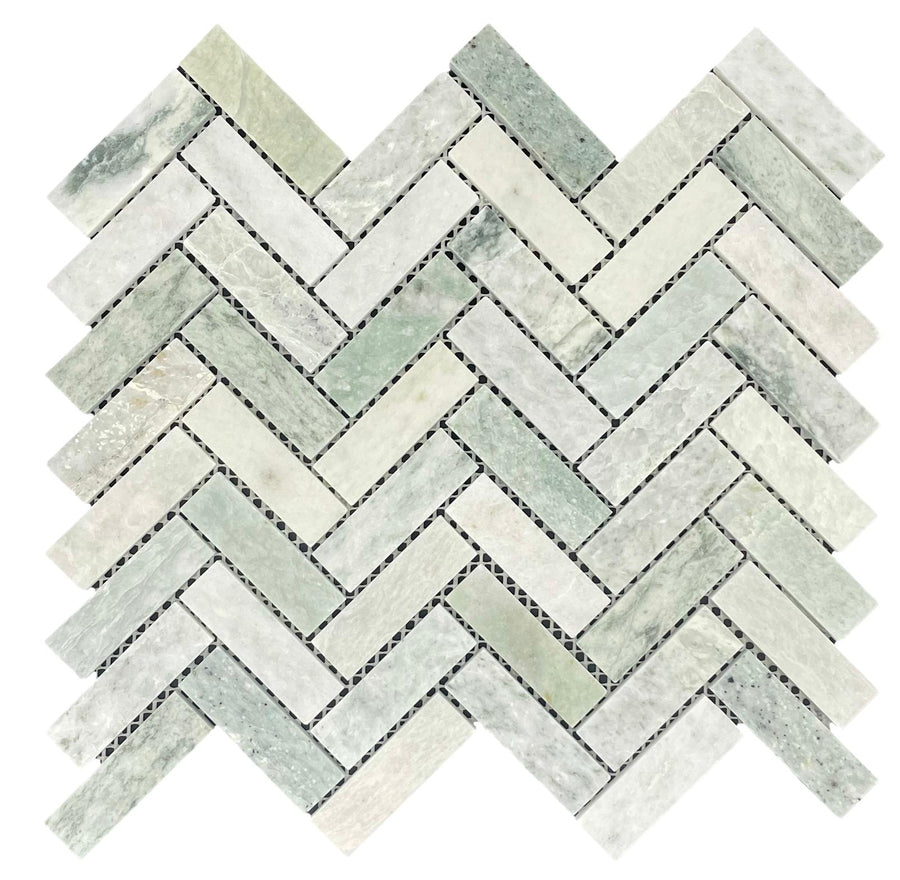 HERRINGBONE MINT HONED LIGHT CHIP SIZE 20X64X7MM SHEET SIZE 280X248X7MM - 62HERMINH -04