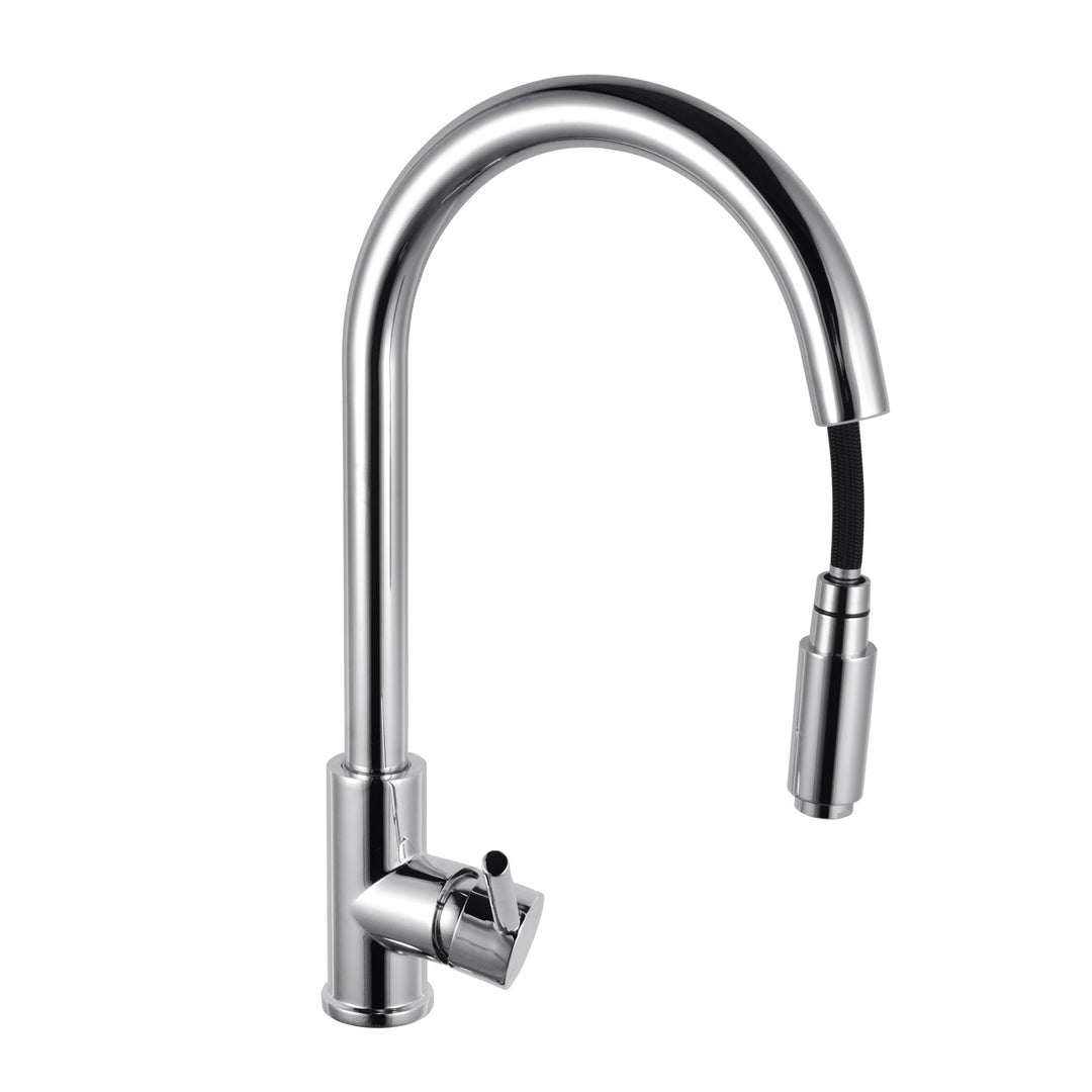 Round Chrome Pull Out Kitchen Sink Mixer Tap