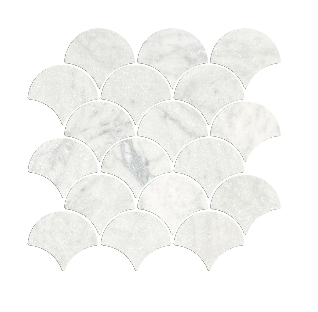 FISH SCALE CARRARA TUMBLED CHIP SIZE 69x78x7 SHEET SIZE 235x225 - FISHSCALE CARRARA TUMBLED -06