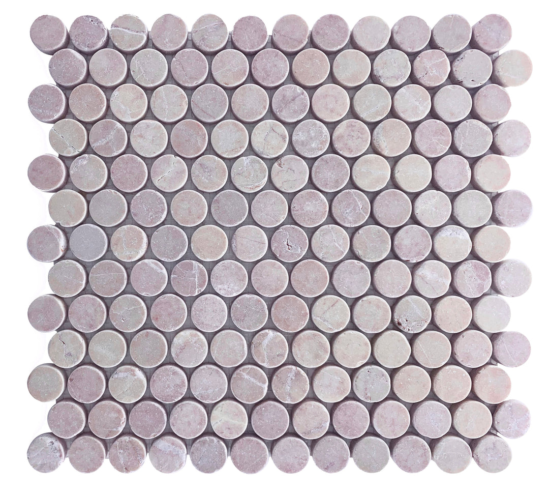 ROSSO PENNY ROUND TUMBLED CHIP SIZE 23MM SHEET SIZE 305X287X10MM - ROSSO PENNY TUMBLED 23 -08