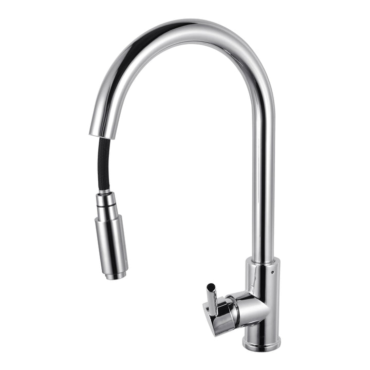 Round Chrome Pull Out Kitchen Sink Mixer Tap