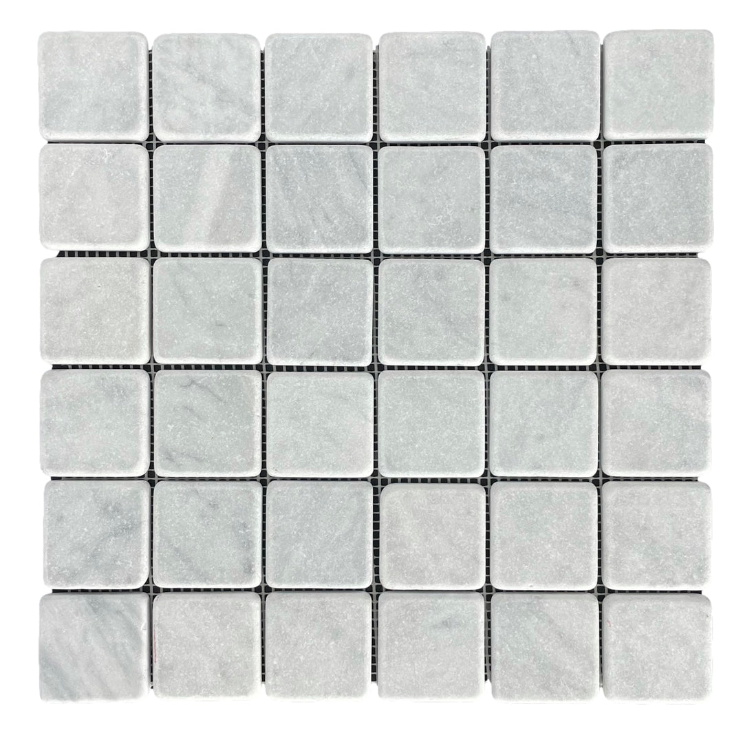 CARRARA SQUARE 48 TUMBLED CHIP SIZE 48X48X10MM SHEET SIZE 300X300MM - CARRARA SQUARE 48 TUMBLED