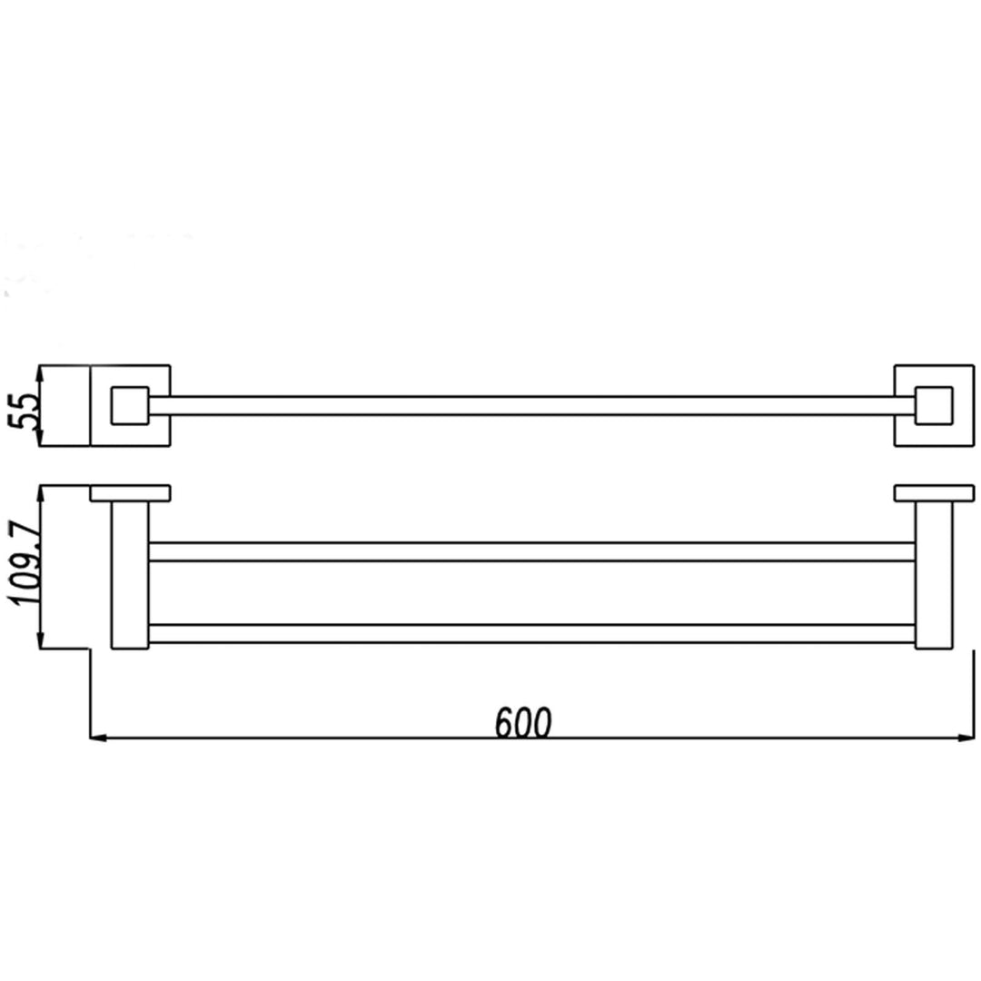 BLAZE Black Double Towel Rail 600mm