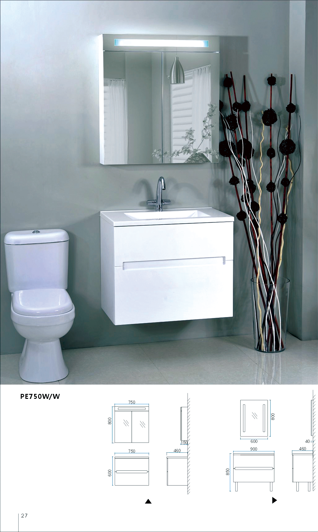 White Vanity BELLA 600/750/900 (Wall Hung)