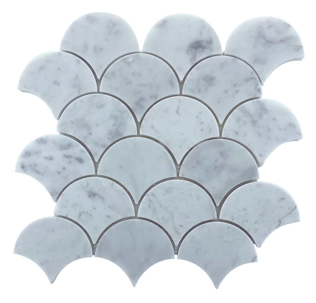 FISHSCALE CARRARA HONED CHIP SIZE 69X78X7MM SHEET SIZE 235X225x7 - FISHSCALE CARRARA HONED -15