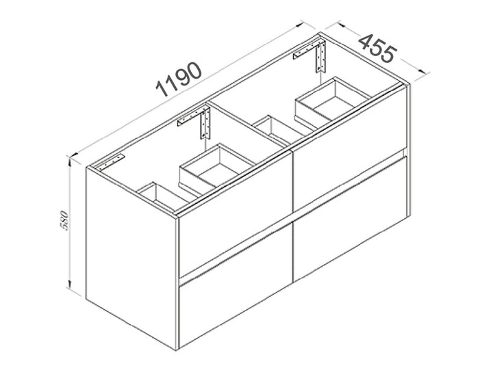 VT NUTRO 120 Double Bowl Wall Hung Vanity