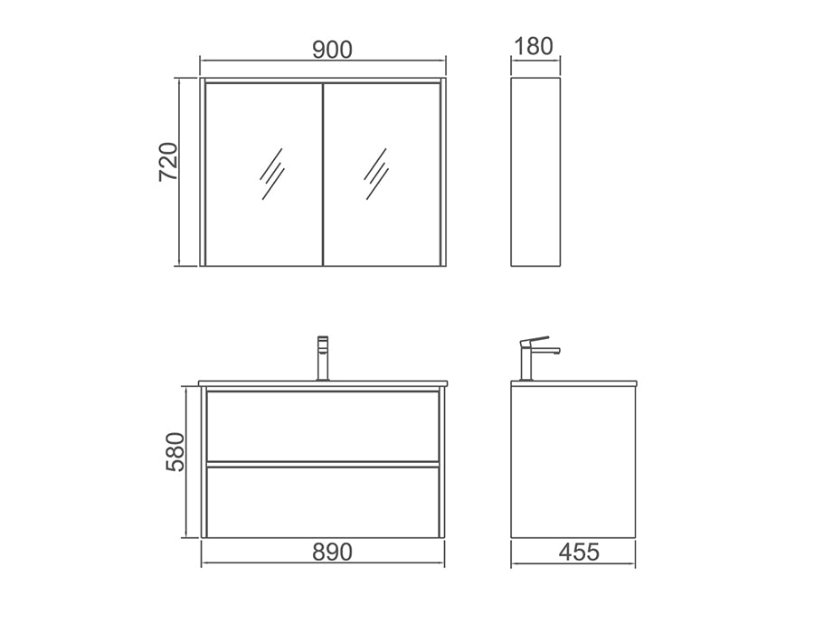 NEON 90 (Wall Hung Vanity)