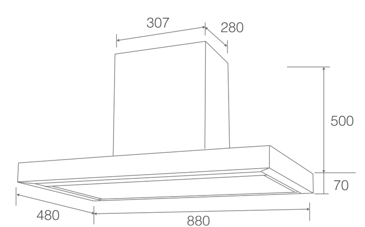 Stainless Steel Campy Range-hood with Black Glass Display Panel