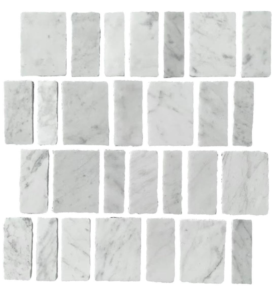 SPLIT EDGE CARRARA HONED 7MM JOINT V2 CHIP SIZE 25/35/55/70MM SHEET SIZE 289X312X7MM - SPLIT CARRARA -07