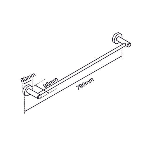 LUCID PIN 800 Round Chrome Single Towel Rack Rail