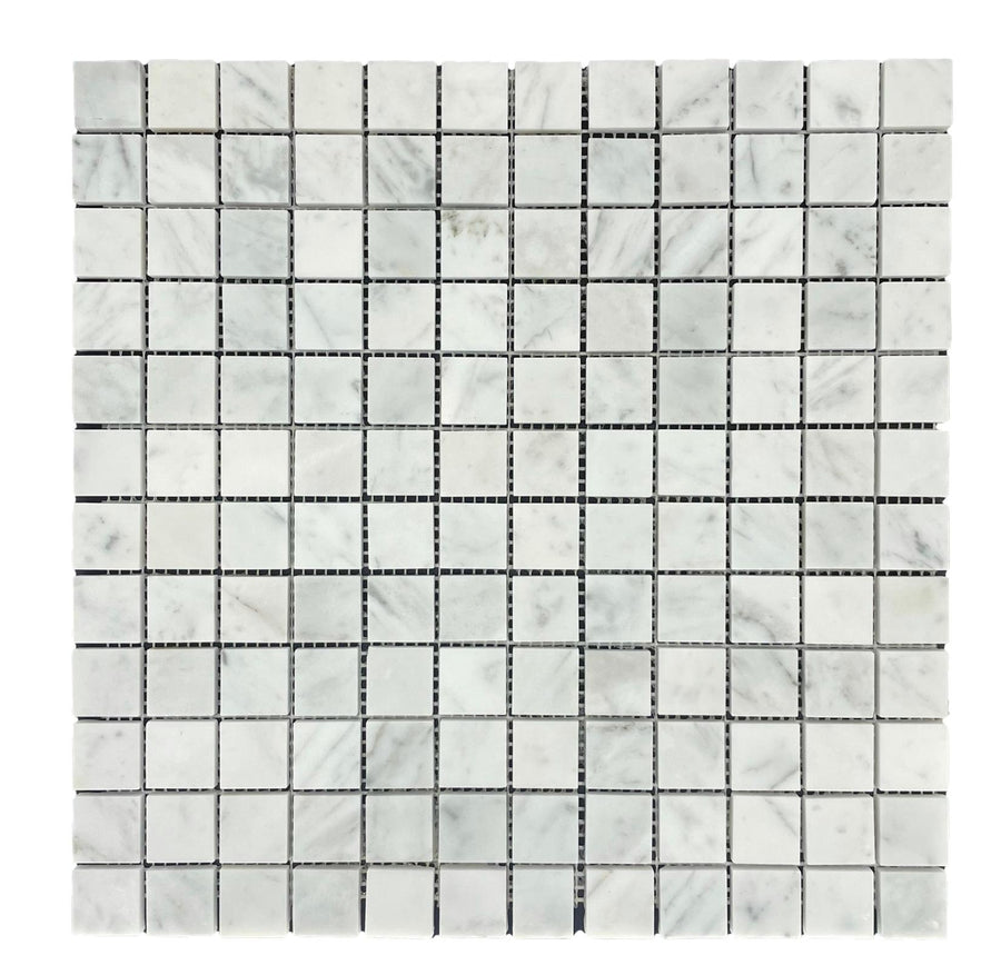 CARRARA SQUARE 25 HONED CHIP SIZE 25X25X10MM SHEET SIZE 325X325MM - CARRARA SQUARE 25 HONED