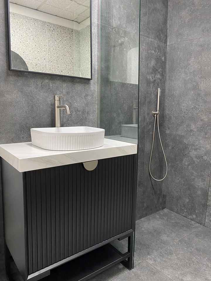 Marlo 750mm Matte Black Wall Hung Vanity with Ceramic Top