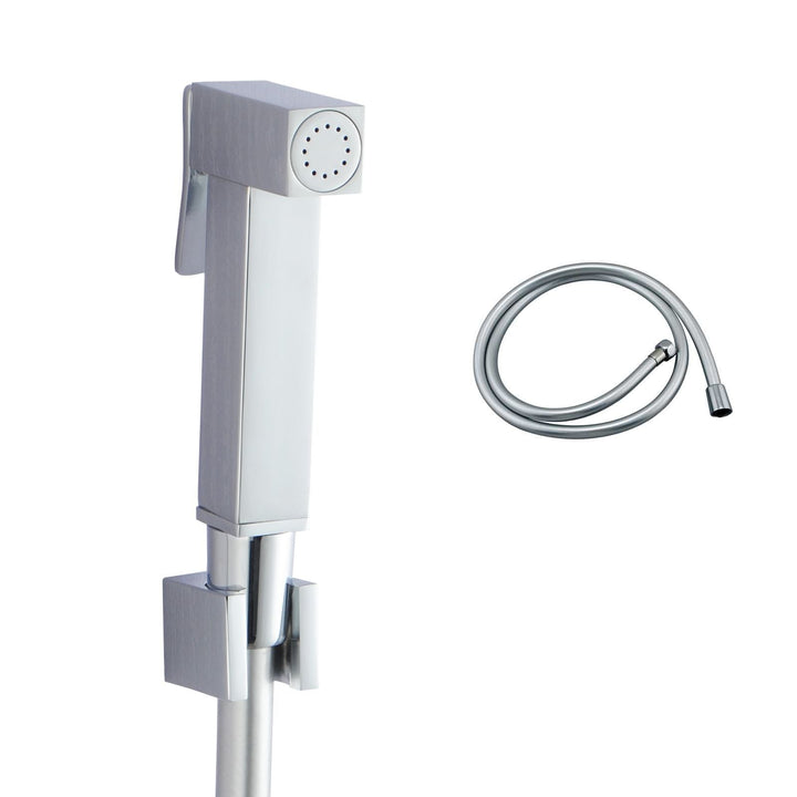 Square Chrome Toilet Bidet Spray Kit with 1.2m PVC Hose