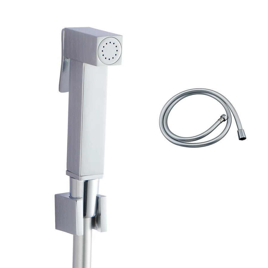 Square Chrome Toilet Bidet Spray Kit with 1.2m PVC Hose