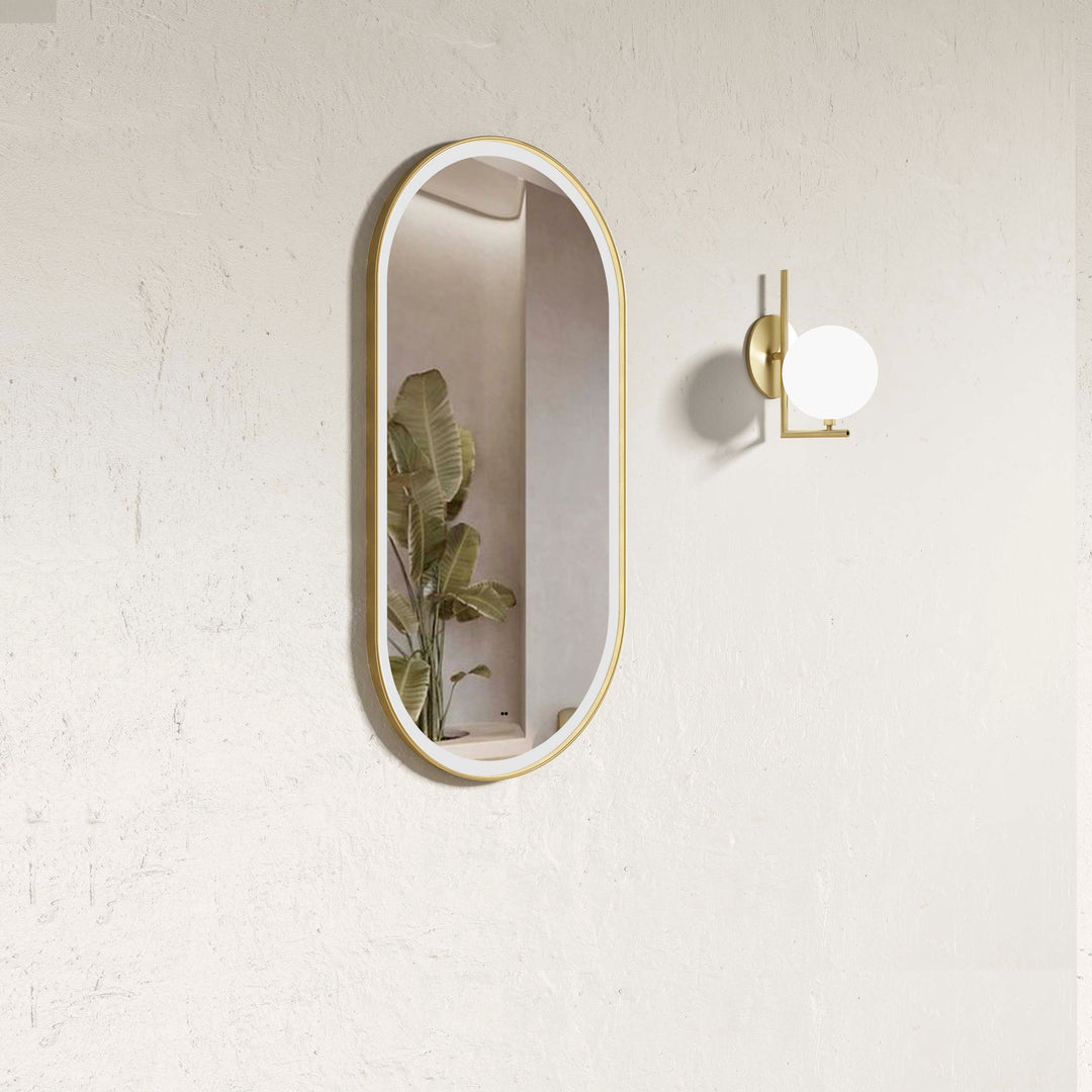 LED Brighton 900x450 Gold Metal Frame Mirror with Tuffi Glass