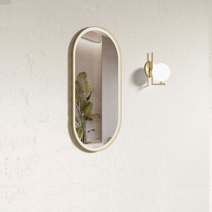 LED Brighton 900x450 Gold Metal Frame Mirror with Tuffi Glass