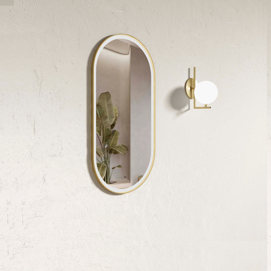 LED Brighton 900x450 Gold Metal Frame Mirror with Tuffi Glass