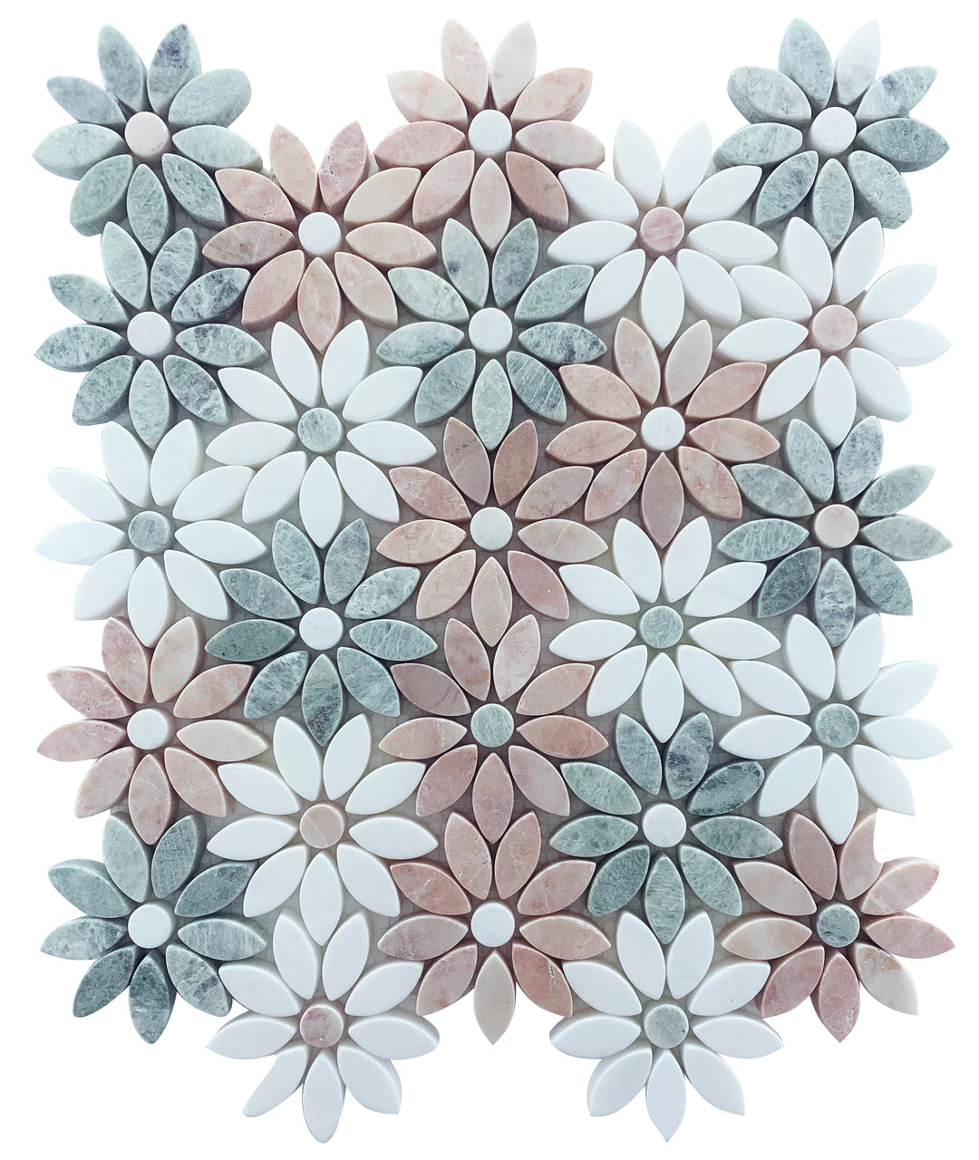 FLOWER PINK, GREEN & THASSOS SHEET SIZE 325X290X10MM - FLOWER PINK GREEN & THASSOS -06