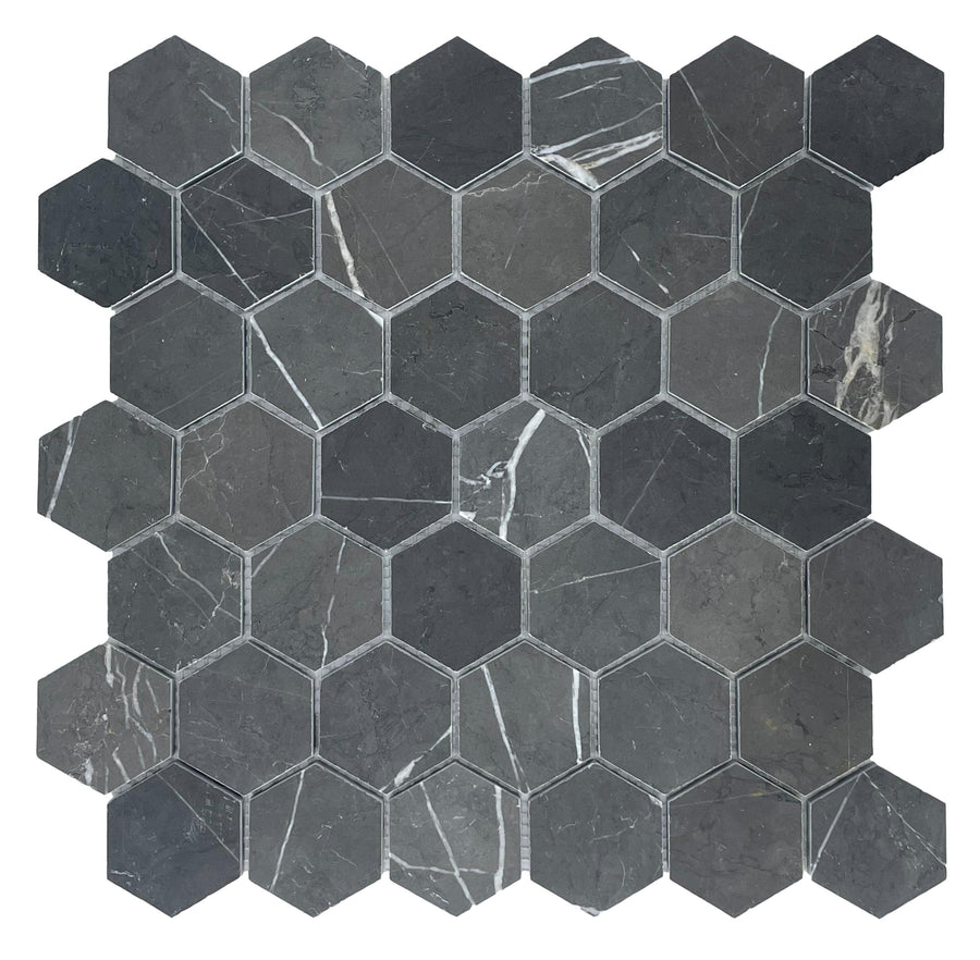 HEXAGON PIETRA GREY HONED CHIP SIZE 48X48X7MM SHEET SIZE 298X305MM - 48HEX PIETRA GRY H -02