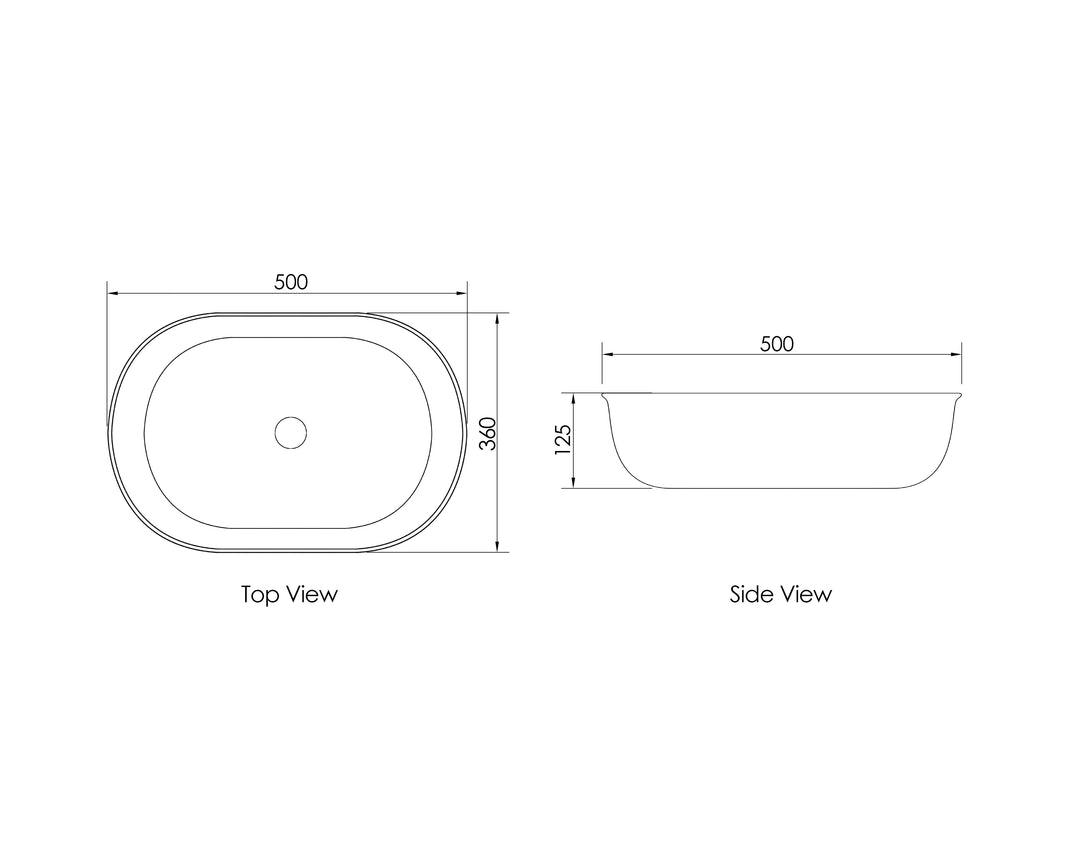 Bronte Oval 500x350x130 Gloss White Basin