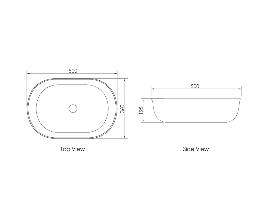 Bronte Oval 500x350x130 Gloss White Basin