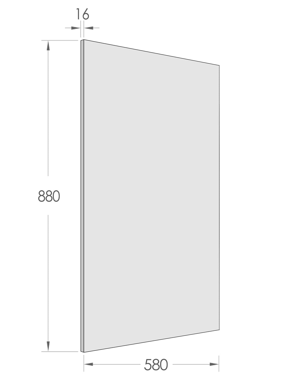 End Panel 880x580x16 Polyurethane White