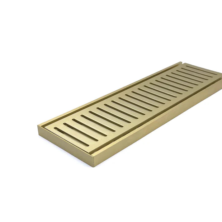 Muses Aluminium Slimline Tile Insert Floor Grate Brushed Gold 300 * 100 * 14mm